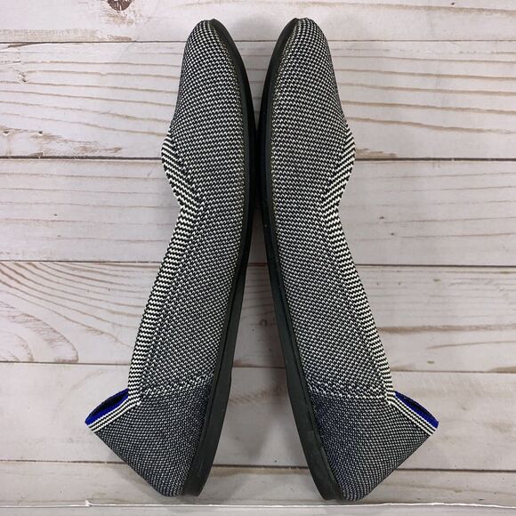 Rothy's The Flat Gray White Round Toe Womens 6.5 Herringbone Birdseye Retired - Picture 7 of 9